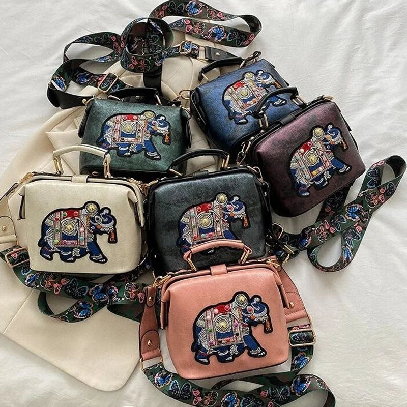 BOLSA VINTAGE com bordado de Elefante