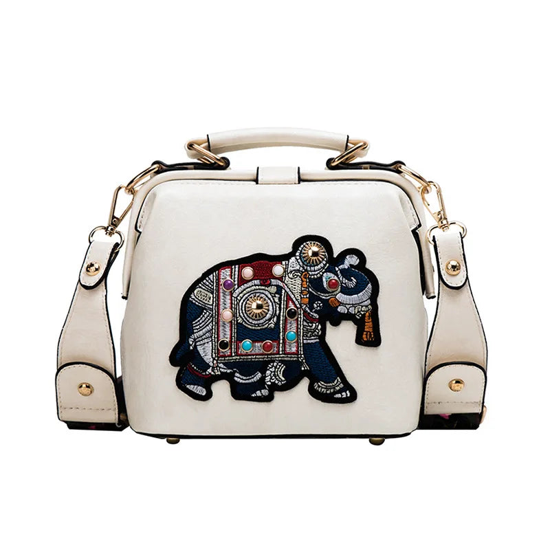 BOLSA VINTAGE com bordado de Elefante